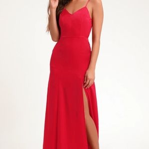 Lulus Satin Maxi Dress xs